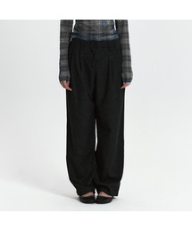 C DOUBLE LOOP WIDE WOOL SLACKS_CHARCOAL