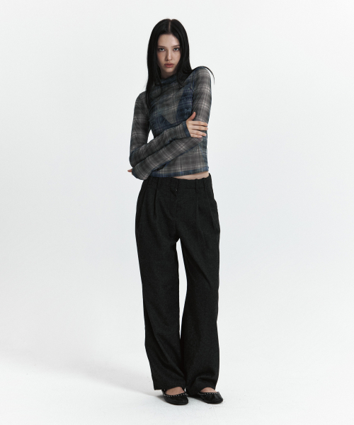 CURETTY（キュリティ）の「C DOUBLE LOOP WIDE WOOL SLACKS_CHARCOAL（その他パンツ・レディース・ダークグレー・SMALL/MEDIUM/LARGE）」の2枚目の写真