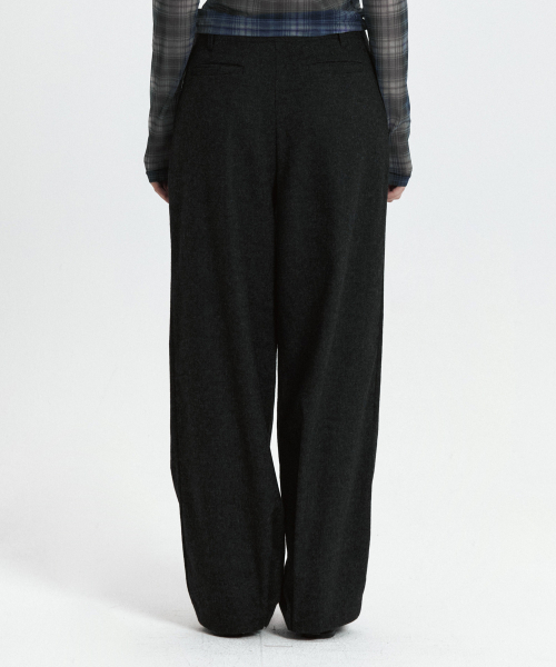 CURETTY（キュリティ）の「C DOUBLE LOOP WIDE WOOL SLACKS_CHARCOAL（その他パンツ・レディース・ダークグレー・SMALL/MEDIUM/LARGE）」の4枚目の写真