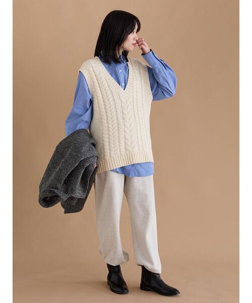 sm2rhythm(サマンサモスモスリズム)の「ケーブルニットベスト(ベスト・レディース・ネイビー/オフホワイト/チャコールグレー・F)」の7枚目の写真