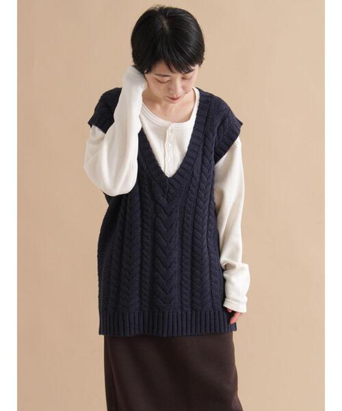 sm2rhythm(サマンサモスモスリズム)の「ケーブルニットベスト(ベスト・レディース・ネイビー/オフホワイト/チャコールグレー・F)」の22枚目の写真