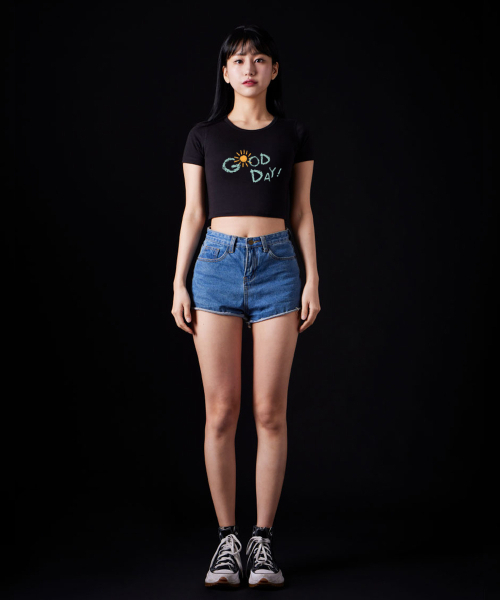 ASTRAL PROJECTION（アストラルプロジェクション）の「グッドデイ スーピマ スパン クロップTシャツ_ブラック（Tシャツ/カットソー・レディース・その他・LARGE/MEDIUM/SMALL）」の4枚目の写真