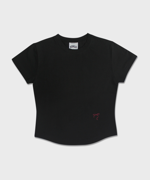 5OML（オーオーエムエル）の「リボンクロップ半袖Tシャツ (4カラー)（Tシャツ/カットソー・レディース・ブラック/オートミール/ホワイト/ライトグレー・LARGE/MEDIUM）」の9枚目の写真