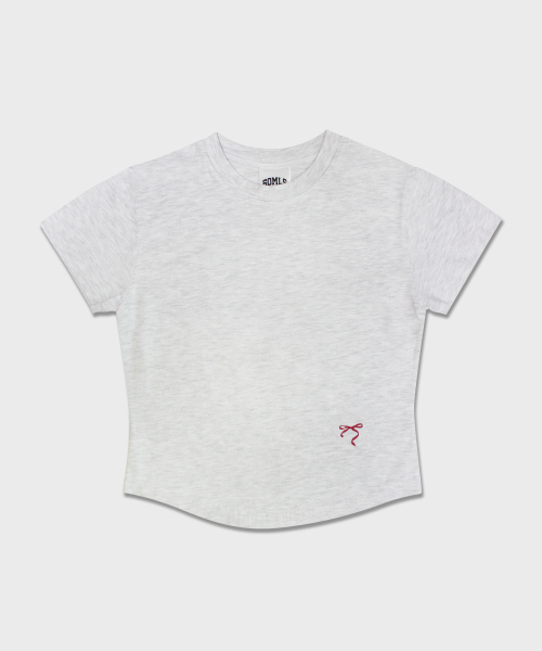 5OML（オーオーエムエル）の「リボンクロップ半袖Tシャツ (4カラー)（Tシャツ/カットソー・レディース・ブラック/オートミール/ホワイト/ライトグレー・LARGE/MEDIUM）」の11枚目の写真