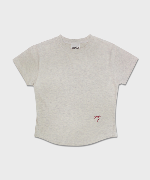 5OML（オーオーエムエル）の「リボンクロップ半袖Tシャツ (4カラー)（Tシャツ/カットソー・レディース・ブラック/オートミール/ホワイト/ライトグレー・LARGE/MEDIUM）」の12枚目の写真