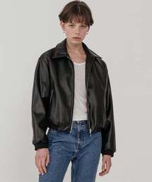 Overfit leather crop blouson