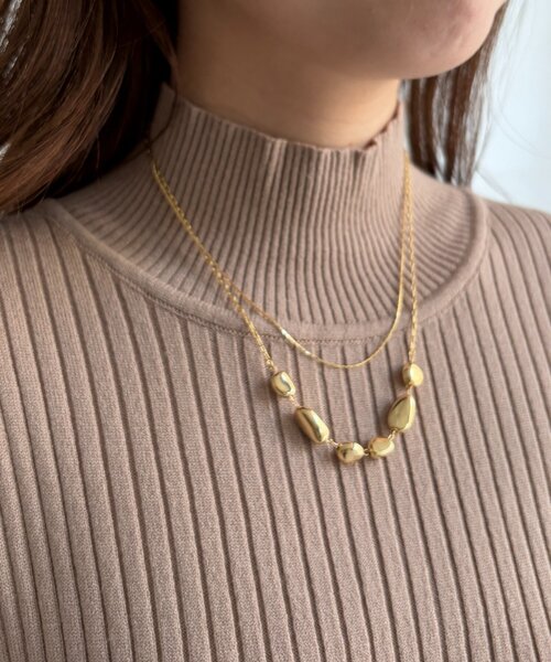 Chez toi（シェトワ）の「2連大小ぷっくりネックレス（ネックレス・レディース・シルバー/ゴールド・FREE）」の2枚目の写真