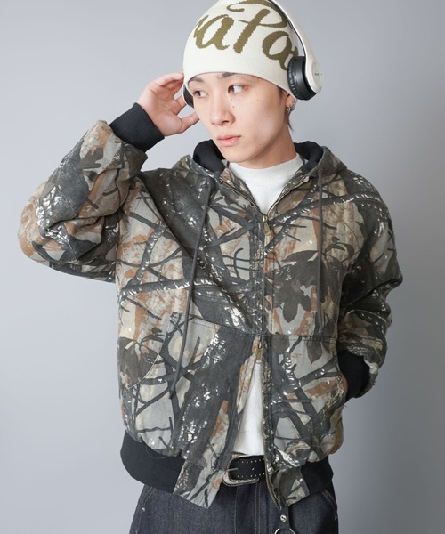 短丈】中綿カモフラージュ柄アクティブジャケット/ダブルジップ/リアル