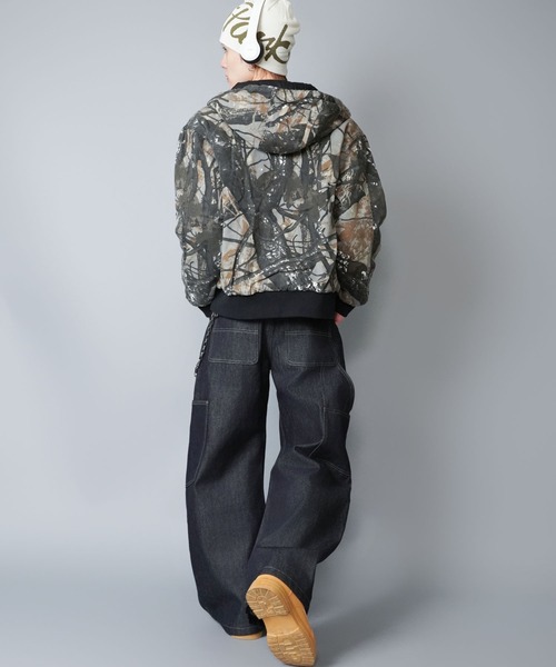 SPINNS(スピンズ)の「【短丈】中綿カモフラージュ柄アクティブジャケット/ダブルジップ/リアルツリー/ユニセックス(ブルゾン・メンズ・ウッドランド/リアルツリーカモ/グレー系カモフラージュ・ONESIZE)」の9枚目の写真