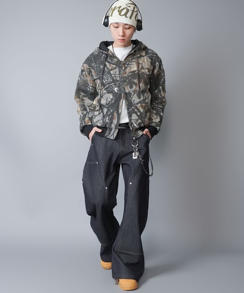 短丈】中綿カモフラージュ柄アクティブジャケット/ダブルジップ/リアル