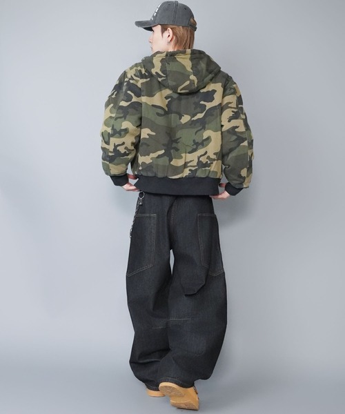 短丈】中綿カモフラージュ柄アクティブジャケット/ダブルジップ/リアル