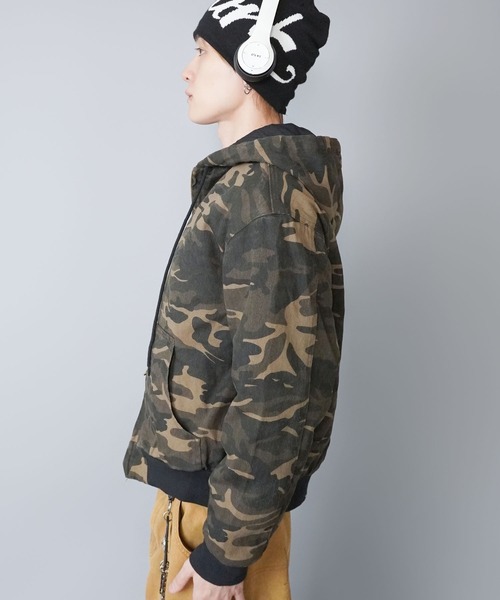 短丈】中綿カモフラージュ柄アクティブジャケット/ダブルジップ/リアル