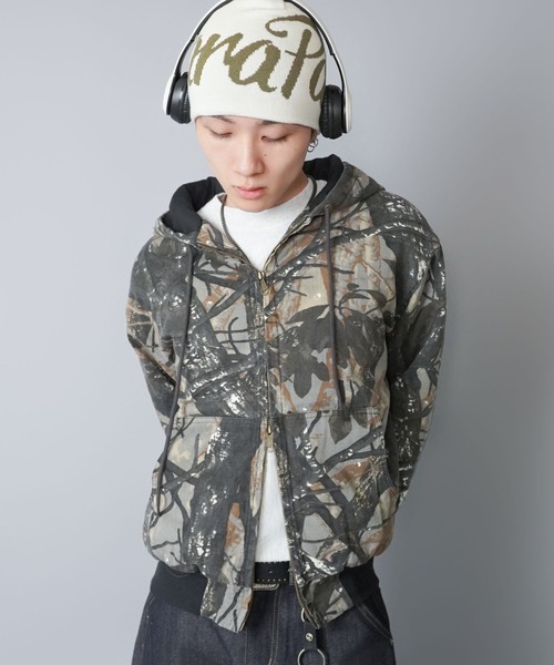 短丈】中綿カモフラージュ柄アクティブジャケット/ダブルジップ/リアル