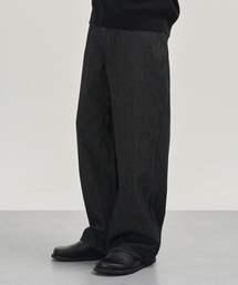 EXCONTAINER（エックスコンテナ）の「ピンストライプワイドデニムパンツ（ブラック）（デニムパンツ）」