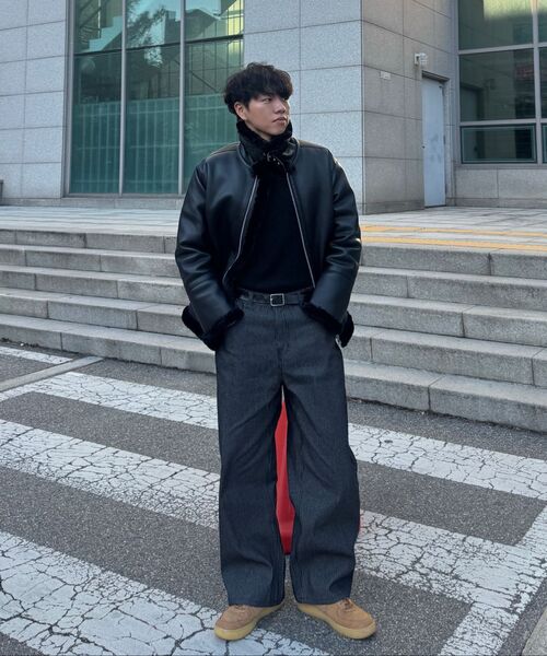 EXCONTAINER(エックスコンテナ)の「ピンストライプワイドデニムパンツ(ブラック)(デニムパンツ・メンズ・その他・MEDIUM/LARGE/X-LARGE/SMALL)」の12枚目の写真