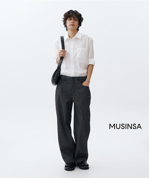 EXCONTAINER(エックスコンテナ)の「ピンストライプワイドデニムパンツ(ブラック)(デニムパンツ・メンズ・その他・MEDIUM/LARGE/X-LARGE/SMALL)」の6枚目の写真