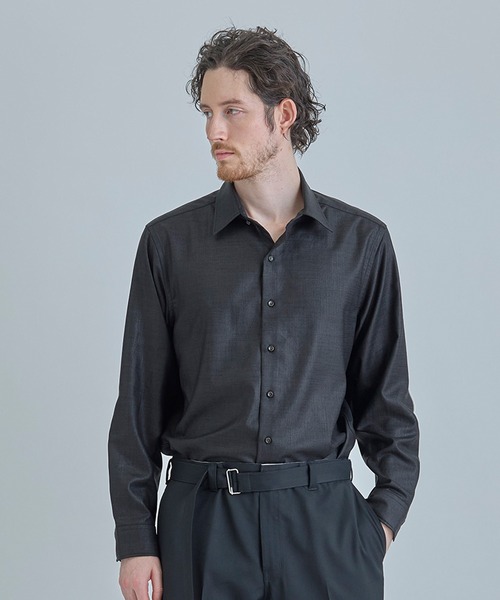 MEN'S BIGI（メンズビギ）の「トリアセリネン調ストレッチ カジュアルシャツ＜接触冷感/UVカット/ストレッチ/防シワ/EASY CARE＞（シャツ/ブラウス・メンズ・サックスブルー/ブラック/ボルドー/ベージュ・01/02/03/04）」の2枚目の写真