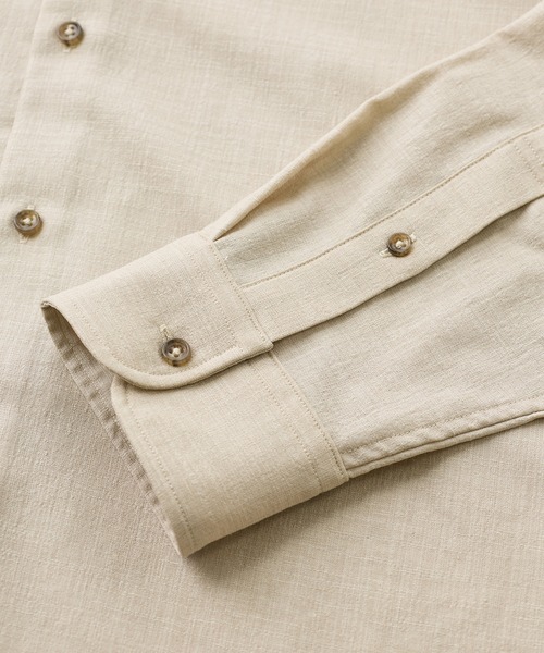 MEN'S BIGI（メンズビギ）の「トリアセリネン調ストレッチ カジュアルシャツ＜接触冷感/UVカット/ストレッチ/防シワ/EASY CARE＞（シャツ/ブラウス・メンズ・サックスブルー/ブラック/ボルドー/ベージュ・01/02/03/04）」の6枚目の写真