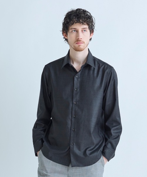 MEN'S BIGI（メンズビギ）の「トリアセリネン調ストレッチ カジュアルシャツ＜接触冷感/UVカット/ストレッチ/防シワ/EASY CARE＞（シャツ/ブラウス・メンズ・サックスブルー/ブラック/ボルドー/ベージュ・01/02/03/04）」の6枚目の写真
