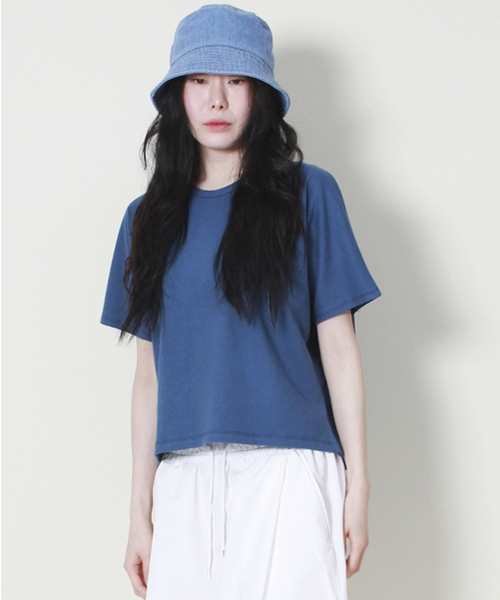 DEMARC(ドゥマーク)の「ソリッドセミクロップフレンチハーフスリーブTシャツブルー(Tシャツ/カットソー・レディース・その他・LARGE/MEDIUM)」の7枚目の写真