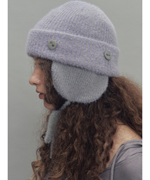 SETSETSET（セットセットセット）の「ツーウェイイヤーフラップビーニーツートンミックスパープルメランジ（ニットキャップ/ビーニー）」