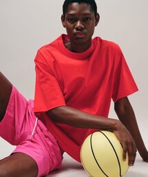 MAYOL（マイヨール）の「ロゴ刺繍半袖クルーネック_レッド（Tシャツ/カットソー）」