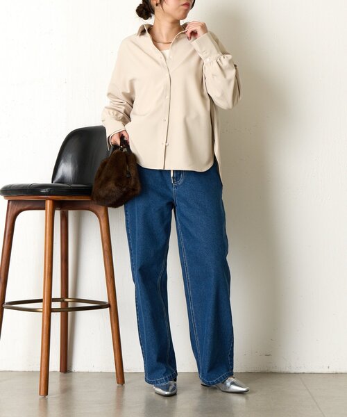 Jena espace merveilleux(ジェナ エスパスメルヴェイユ)の「【春まで着れる】バックダブルタックシャツ(シャツ/ブラウス・レディース・イエロー/オフホワイト/ベージュ・FREE)」の18枚目の写真