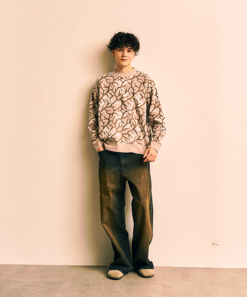 417 EDIFICE（フォーワンセブンエディフィス）の「Predator カモクルーニット（ニット/セーター・メンズ・ホワイト/ブラウン・MEDIUM/LARGE）」の5枚目の写真