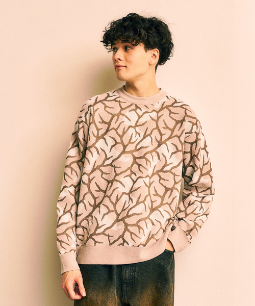 417 EDIFICE（フォーワンセブンエディフィス）の「Predator カモクルーニット（ニット/セーター・メンズ・ホワイト/ブラウン・MEDIUM/LARGE）」の7枚目の写真