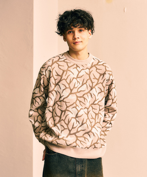 417 EDIFICE（フォーワンセブンエディフィス）の「Predator カモクルーニット（ニット/セーター・メンズ・ホワイト/ブラウン・MEDIUM/LARGE）」の8枚目の写真