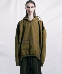 ASPARAGUS（アスパラガス）の「スクエアカットフードパーカー カーキ（パーカー）」