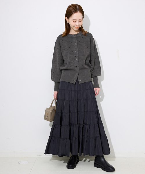 SLOBE IENA（スローブイエナ）の「ジャガードニットカーディガン（カーディガン/ボレロ・レディース・チャコールグレー/ダークパープル/アイボリー・FREE）」の5枚目の写真