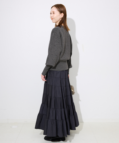 SLOBE IENA（スローブイエナ）の「ジャガードニットカーディガン（カーディガン/ボレロ・レディース・チャコールグレー/ダークパープル/アイボリー・FREE）」の6枚目の写真