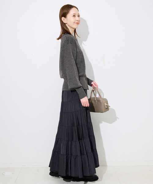 SLOBE IENA（スローブイエナ）の「ジャガードニットカーディガン（カーディガン/ボレロ・レディース・チャコールグレー/ダークパープル/アイボリー・FREE）」の7枚目の写真