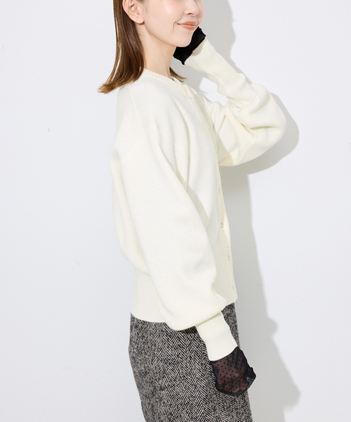 SLOBE IENA（スローブイエナ）の「ジャガードニットカーディガン（カーディガン/ボレロ・レディース・チャコールグレー/ダークパープル/アイボリー・FREE）」の18枚目の写真