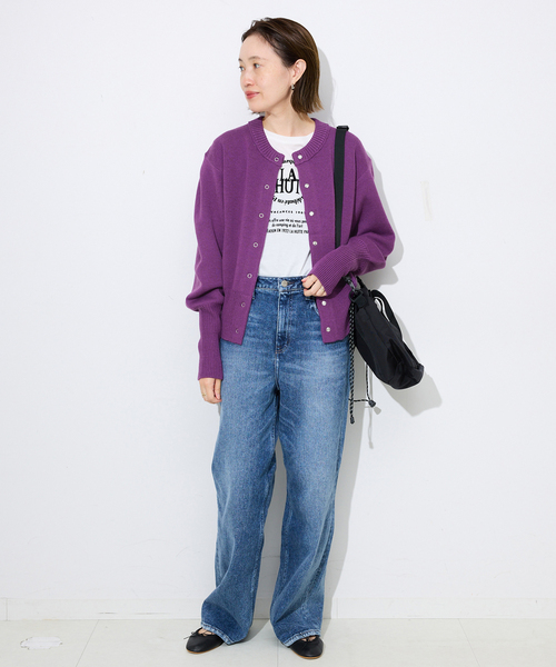 SLOBE IENA（スローブイエナ）の「ジャガードニットカーディガン（カーディガン/ボレロ・レディース・チャコールグレー/ダークパープル/アイボリー・FREE）」の19枚目の写真