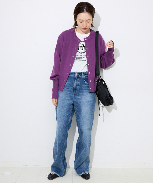 SLOBE IENA（スローブイエナ）の「ジャガードニットカーディガン（カーディガン/ボレロ・レディース・チャコールグレー/ダークパープル/アイボリー・FREE）」の20枚目の写真