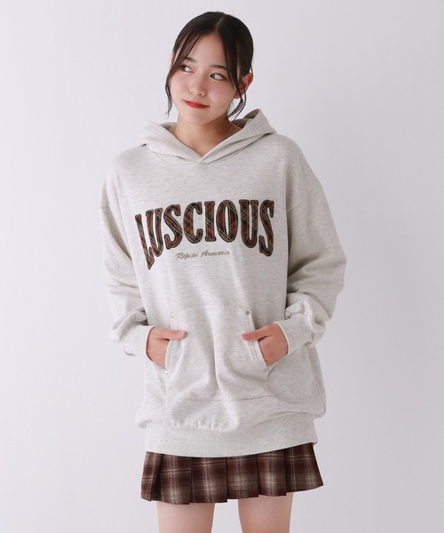 repipi armario（レピピ アルマリオ）の「ワッペンフーディミニワンピ―ス（ワンピース・キッズ・ブラック/グレー/オートミール・SMALL/MEDIUM/LARGE）」の3枚目の写真