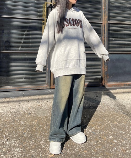 repipi armario（レピピ アルマリオ）の「ワッペンフーディミニワンピ―ス（ワンピース・キッズ・ブラック/グレー/オートミール・SMALL/MEDIUM/LARGE）」の4枚目の写真