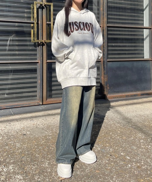 repipi armario（レピピ アルマリオ）の「ワッペンフーディミニワンピ―ス（ワンピース・キッズ・ブラック/グレー/オートミール・SMALL/MEDIUM/LARGE）」の5枚目の写真