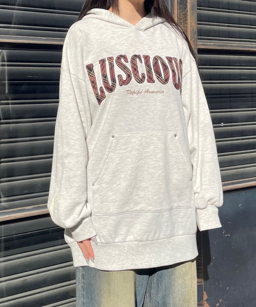 repipi armario（レピピ アルマリオ）の「ワッペンフーディミニワンピ―ス（ワンピース・キッズ・ブラック/グレー/オートミール・SMALL/MEDIUM/LARGE）」の12枚目の写真