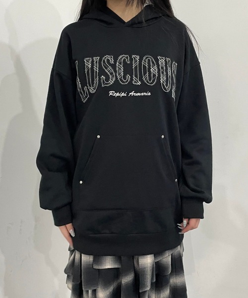 repipi armario（レピピ アルマリオ）の「ワッペンフーディミニワンピ―ス（ワンピース・キッズ・ブラック/グレー/オートミール・SMALL/MEDIUM/LARGE）」の21枚目の写真