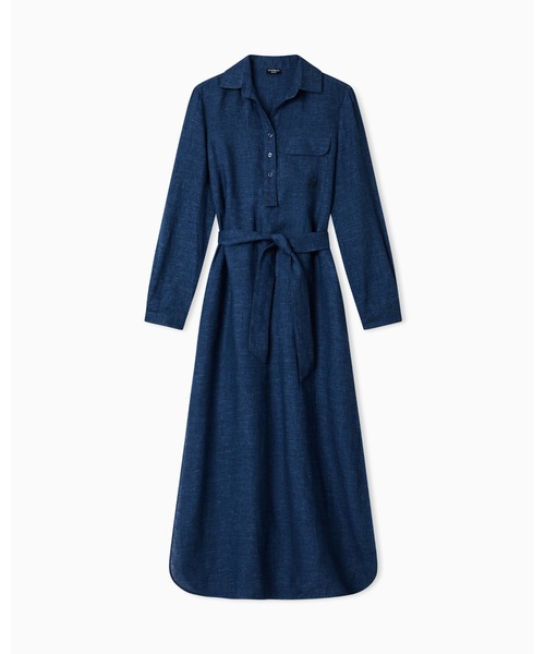 エンポリオ アルマーニ】Icon ドレス リネンシャンブレー サッシュ