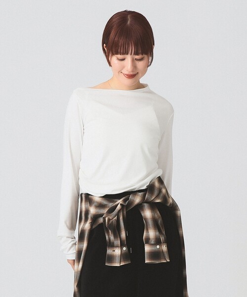 Ray BEAMS（レイビームス）の「【4/2値下げ】アシメ ネック ドレープ（Tシャツ/カットソー・レディース・ブラック/ピンク/ホワイト・ONE SIZE）」の2枚目の写真