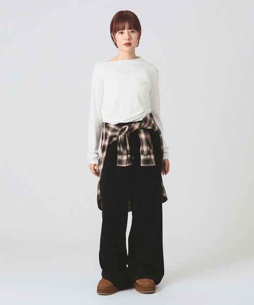 Ray BEAMS（レイビームス）の「【4/2値下げ】アシメ ネック ドレープ（Tシャツ/カットソー・レディース・ブラック/ピンク/ホワイト・ONE SIZE）」の6枚目の写真