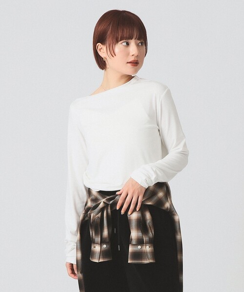 Ray BEAMS（レイビームス）の「【4/2値下げ】アシメ ネック ドレープ（Tシャツ/カットソー・レディース・ブラック/ピンク/ホワイト・ONE SIZE）」の9枚目の写真
