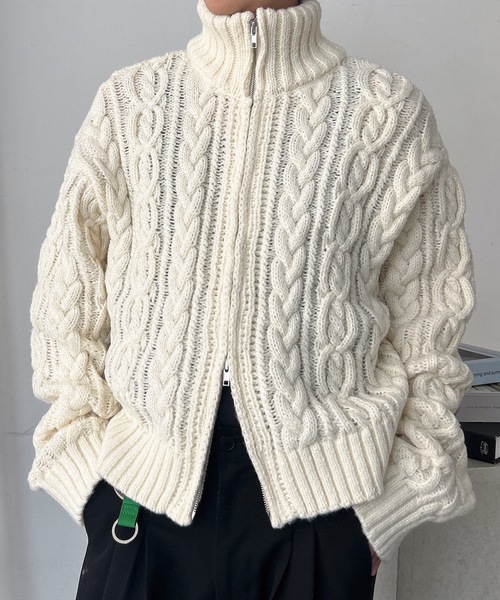 ユニセックス】Springショート丈ドライバーズケーブルニット（ニット