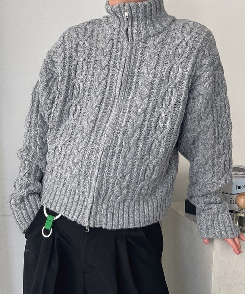 ユニセックス】Springショート丈ドライバーズケーブルニット（ニット