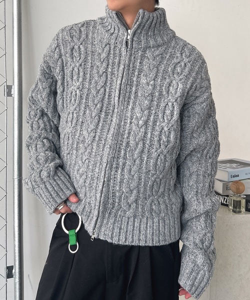 ユニセックス】Springショート丈ドライバーズケーブルニット（ニット