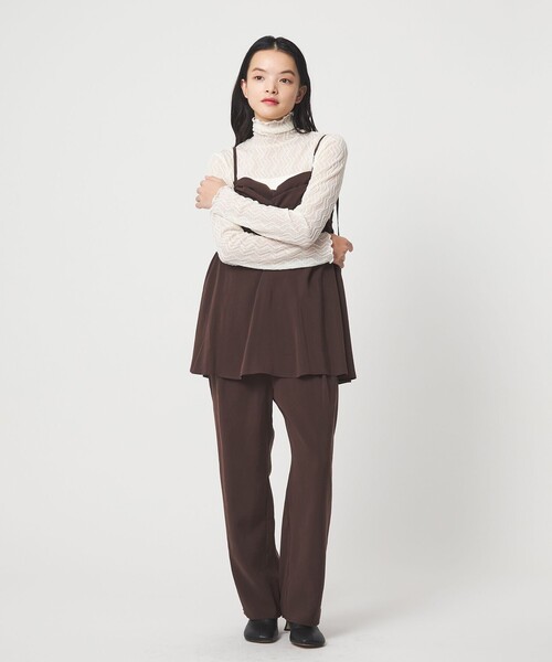 EMMEL REFINES（エメルリファインズ）の「＜EMMEL REFINES＞EM レイヤード キャミ サロペット（サロペット/オーバーオール・レディース・ブラック/ダークブラウン・S/M）」の4枚目の写真